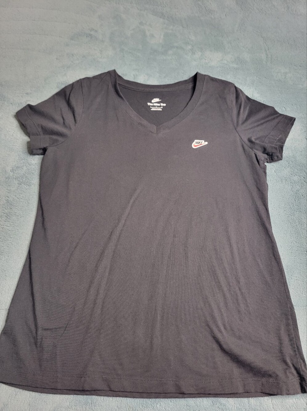 Nike Black V-Neck Tee with Small Swoosh Patch